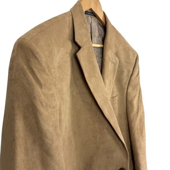 Chaps Sueded Mens Lined Sport Coat Suit Jacket Blazer Beige 2 Button sz 48 R - Picture 4 of 15